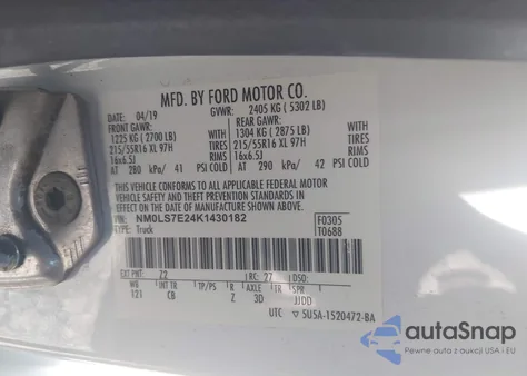 2019 Ford Transit Connect Xl from USA, damaged, VIN NM0LS7E24K1430182